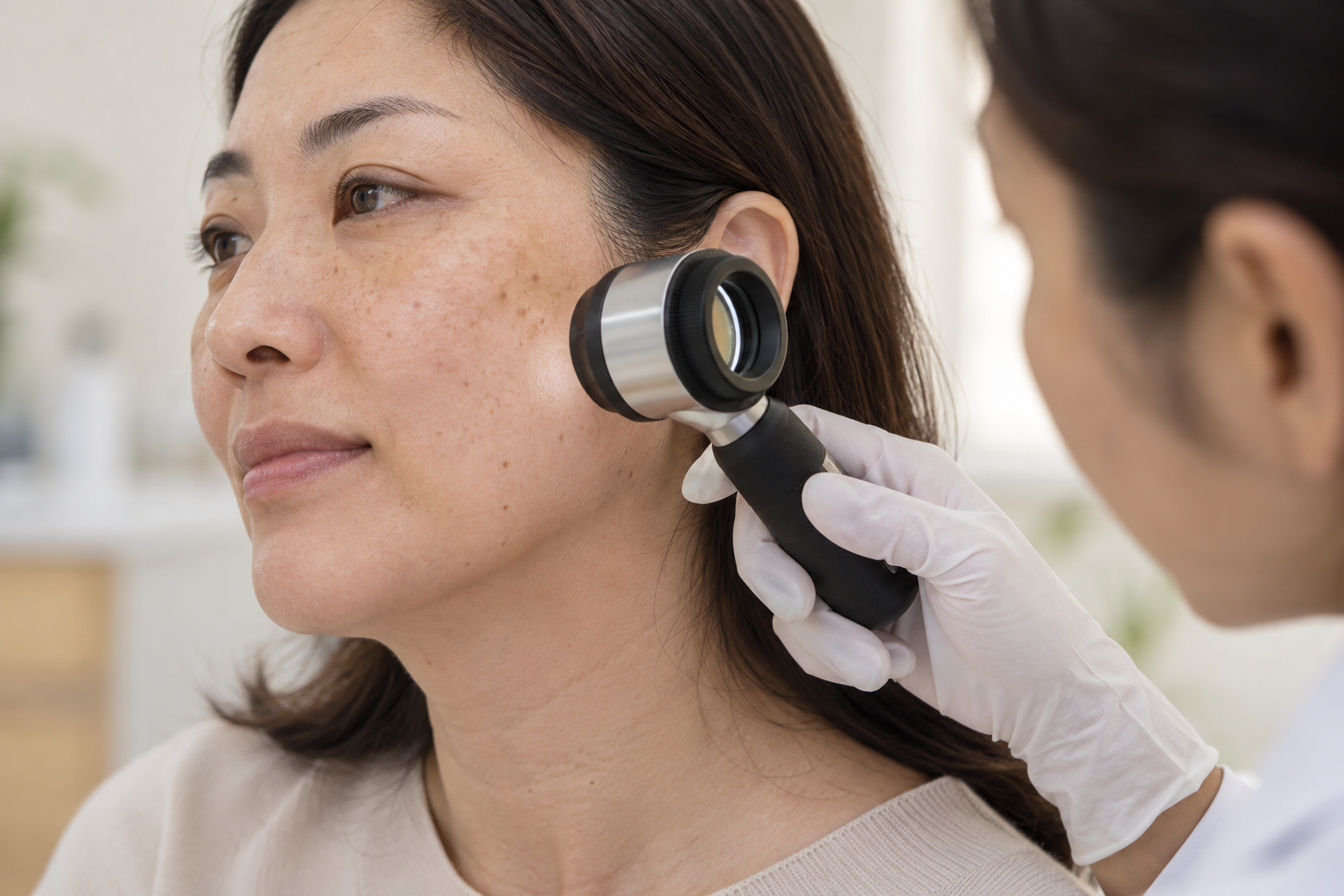 Editorial illustration of a skin consultation
